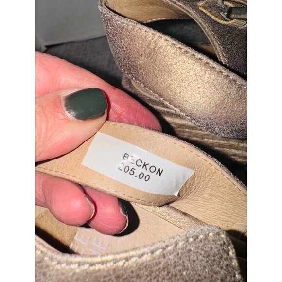 Eileen Fisher Beckon Espadrille Wedge Sandal Platinum Metallic Bronze Wedge 6.5 - Picture 11 of 11